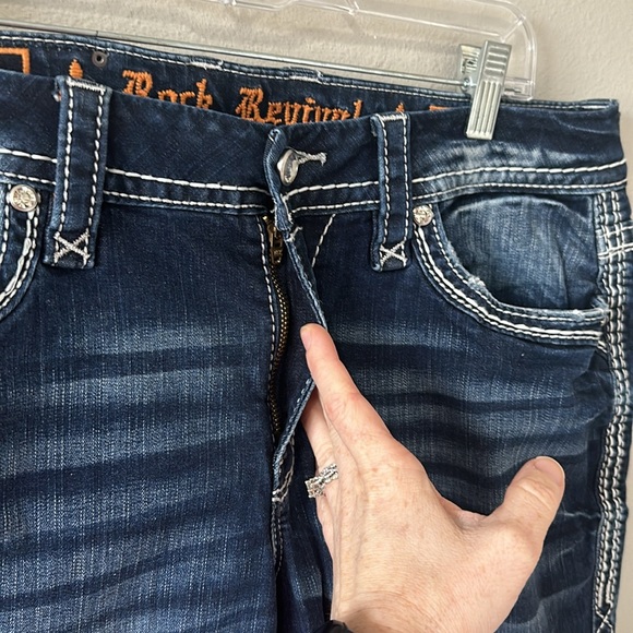Rock Revival Women's Cadeau Easy Crop Capri Jeans Size 31 Dark Wash - Picture 5 of 16